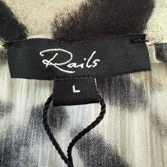 RAILS TYRA FAUX WRAP MIDI DRESS IN BLURRED CHEETAH NWT WOMEN'S SIZE LARGE - Picture 13 of 16